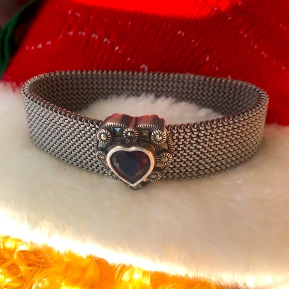 Amethyst Marcasite Heart Bracelet